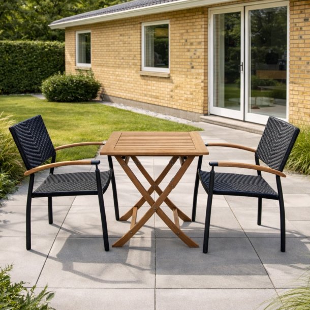 Boston/Era Cafes�t med foldbart bord og stole i UV-beskyttet polyrattan