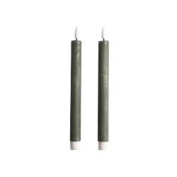 Lavenergi LED stagelys s�t � 2 styks med 3D flamme - h�jde 18 cm. v�lg mellem gr�n eller hvid