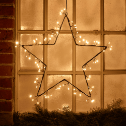 Stjerne eller hjerte formet LED Lysophng - til inde- og udendrs brug - Batteri