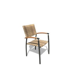 Tilde Havem�bels�t � 210 cm Teakbord &amp; 6 UV-Beskyttede Era Stabelstole - cappuccino-farvet