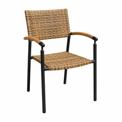 Lili Havem�bels�t � Gold Teak Bord &amp; 4 UV-Beskyttede Stabelstole Cappuccino farvet