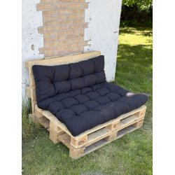 Komfortabel ryg- og sdehynde til hel-pallesofa ml 180x120 cm - Sort