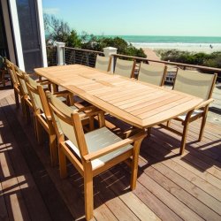 Gala gold teak bord i topkvalitet med 2 udtrksplader - vlg strrelse!