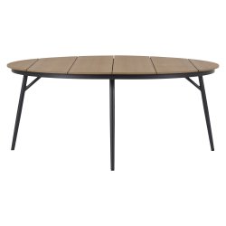 Vedligeholdelsesfrit havebord til 8 pers. m. stilfuldt stel i aluminium &amp; holdbar bordplade i nonwood � 178 cm