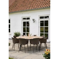 Vedligeholdelsesfrit havebord til 8 pers. m. stilfuldt stel i aluminium &amp; holdbar bordplade i nonwood � 178 cm