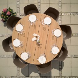 Vedligeholdelsesfrit havebord til 8 pers. m. stilfuldt stel i aluminium &amp; holdbar bordplade i nonwood � 178 cm