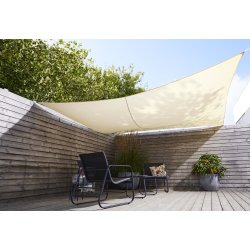 vandafvisende  firkantet solsejl i beige i topkvalitet str. 3,6x3,6 M. UV-beskyttelse: UPF50+
