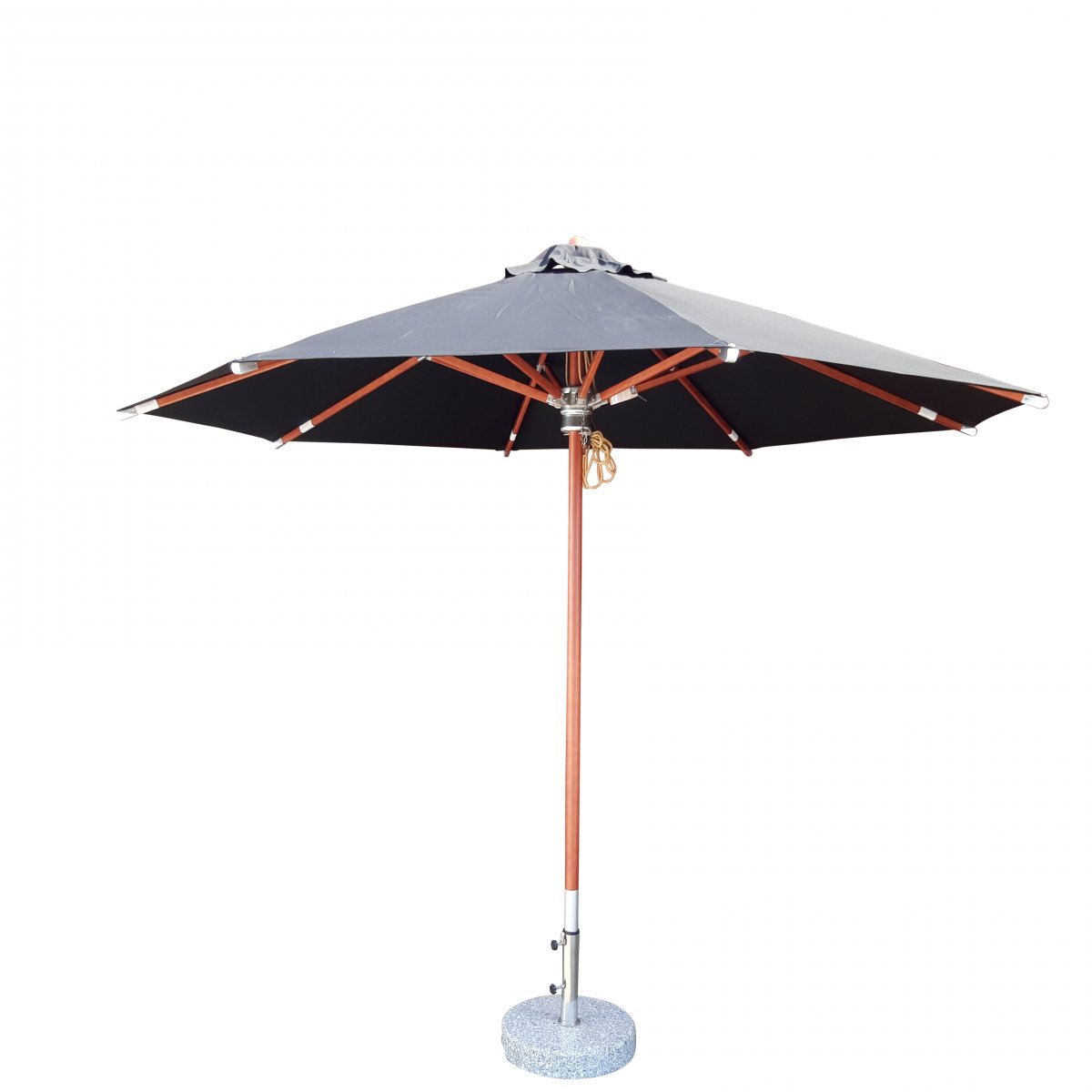 "Sunbrella" træstoks - Ø: 3m - Vandtæt + Dug har UV50+ solbeskyttelse. Model: Toulouse - Træstok med dug - Havemøbelhuset