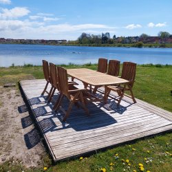 Boston teak jtte utdragsbord fr 6-10 personer