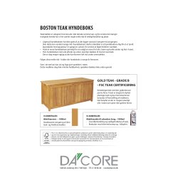 100 % vandtt Boston Hyndeboks inkl. hyndepose. Fremstillet i Luksus Gold Teak