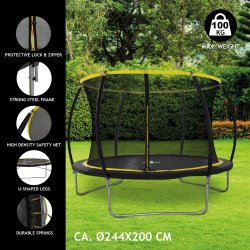 Brnetrampolin med beskyttelsesnet. PERFEKT TIL BRNENES LEG I HAVEN!!