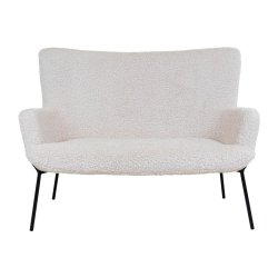 Mysig vit soffa i konstgjort lammskinn med svarta ben - Modell: Glasgow - 2 personer