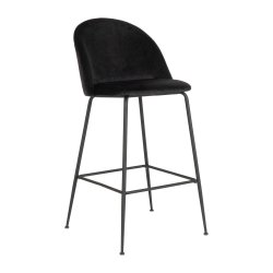 Moderne barstol i velour med metalben - Model: Lausanne - Vlg farve p sde og ben