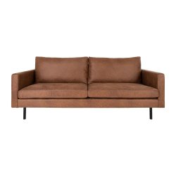 Vintage mrkbrun soffa med lderutseende, fr 2,5 personer - Modell: Malaga