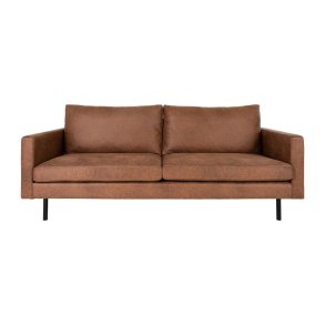 Vintage mrkebrun sofa med lderlook, til 2,5 personer - Model: Malaga