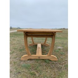 Stor Gala Gold Teakbord med 6 st. Boston Gold Teak Fllbara stolar med armstd.