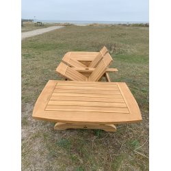 Gala Gold Teak bord med 6 stk. Luksus Boston 5 positions teak stole.