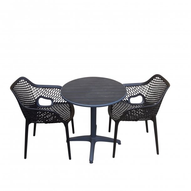 Cafesæt to stole og justerbar bord Ø: 70 cm - Café/ altan