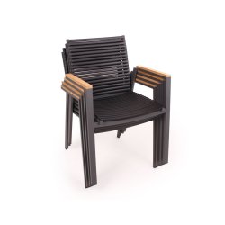 Verona staplingsstol med armstd i teak - svart