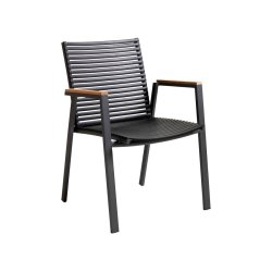 Verona staplingsstol med armstd i teak - svart
