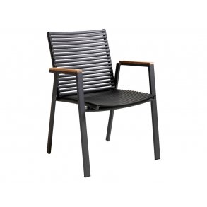 Verona stabelstol med teak armln - sort 