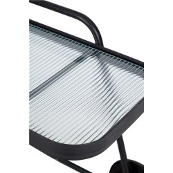  Serveringsvagn med hjul och rfflat glas